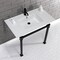 Kingston Brass KVPB37221Q0 37-Inch Console Sink with Stainless Steel Legs (Single Faucet Hole), White/Matte Black KVPB37221Q0 - alternate 3